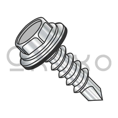 8-18X1/2  Unslot Hexwash w/Bond NEO EPDM 18-8Washer Self Drill Scr Full Thrd 410 Stainless