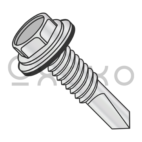 12-24X7/8  Unslot Hexwash w/Bonded NEO EPDM Washer Self Drilling #4 Point F/T Zc Bk Hi Corr