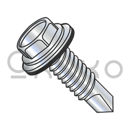 12-24X7/8  Unslot Hexwasher w/Bonded NEO EPDM Washer Self Drill Screw Full Thread Zinc Bake