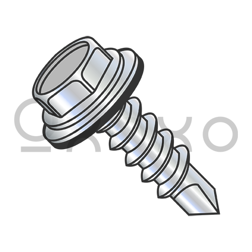 8-18X1/2  Unslot Hexwasher w/Bonded NEO EPDM Washer Self Drill Screw Full Thread Zinc Bake