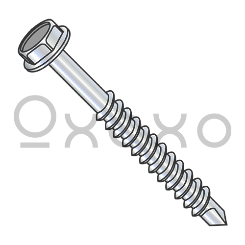1/4-14X7  Unslotted Indented Hexwasher Self Drill Screw Partial Thread Zinc and Bake