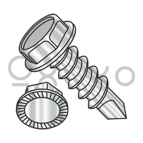6-20X1/2  Unslotted Hexwasher Serrated Self Drilling Screw Full Thred 18 8 Stainless Steel