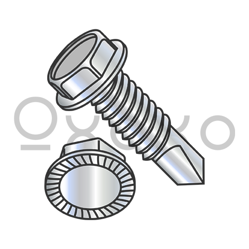 8-32X1/2  Unslot Ind Hexwasher Serrated Self Drilling Screw Full Thread Zinc Bake