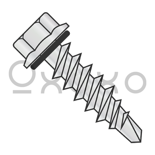 1/4-14X7/8  Hex Flange Self Drill #1PT Rubber Washer Full Thrd ZincBake 1000hours Salt Spray