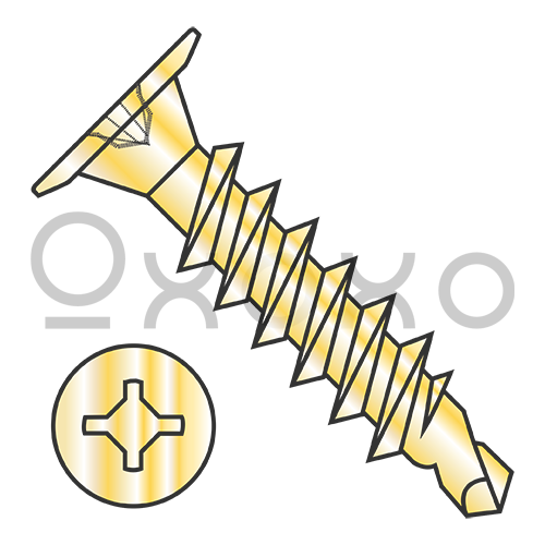 10-16X3/4  Square Phil Drive Wafer Head Full Thread Self Drill Screw Zinc Yellow Bake