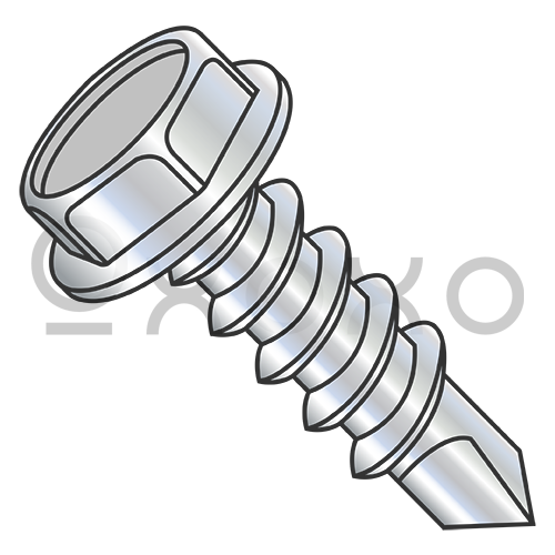 4-24X3/8  Unslot Indented Hexwasher Self Drill Screw Non-Serrated Full Thread Zinc Bake