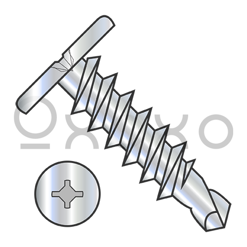 10-16X5/8  Square Phillips Drive Pancake Head Self Drilling Screw Full Thread Zinc Bake