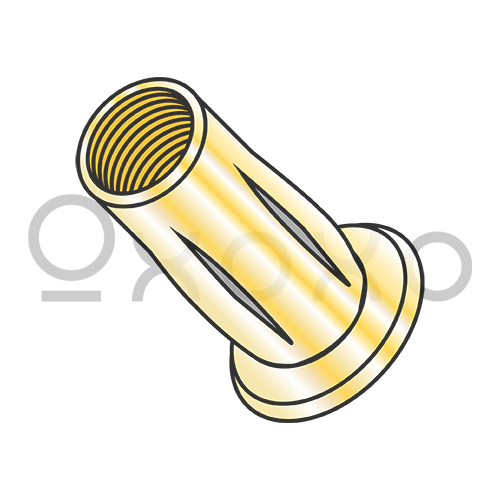 5/16-18-.280  Large Flange Prebulbed Slot Body Rivet Nut Insert Steel Zinc Yellow
