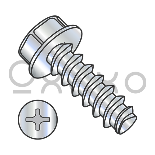 6-19X3/8  Phillips Indent Hexwasher Plastite Alternative 48-2 Full Thread Zinc Bake & Wax