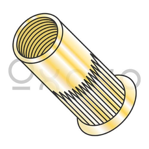 M10X1.50X3.56  Metric Thin Head Round Open-End Ribbed Rivet Nut Steel Zinc Yellow Zinc