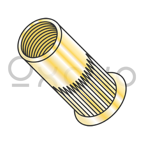 6-32-.080  Small Head Ribbed Threaded Insert Rivet Nut Steel Zinc Yellow Dichromate