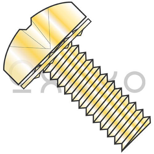 M3-.5X6  JIS B1188 Phillips Pan Internal Washer Sems MS Full Thrd Zinc Yellow Bake ROHS
