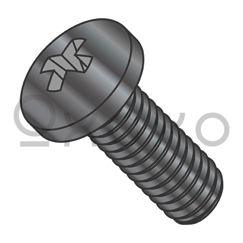 M2.5-0.45X12  Din 7985 A Metric Phil Pan Machine Screw Full Thrd 18-8 Stainless Steel Black Ox