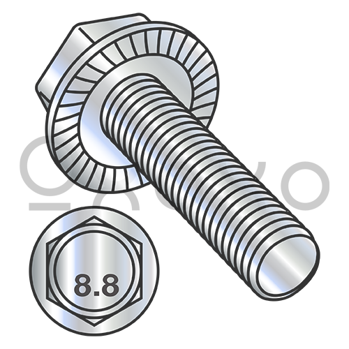 M10-1.5X20  Metric Din 6921 Class 8.8 Hex Head Flanged Washer Serrated Screw Full Thd Zinc
