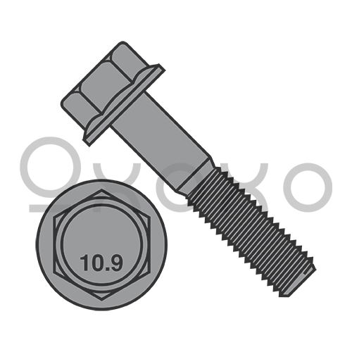 M10-1.5X30  DIN 6921 Class 10.9 Metric Flange Bolt Screw Non Serrated Plain