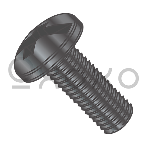 6-32X3/16  Combination Pan Head Machine Screw Fully Threaded Black Oxide