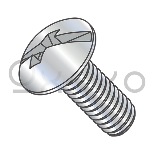 6-32X3/8  Combination (Phil/Slot) Full Contour Truss Head Machine Screw Full Thread Zinc