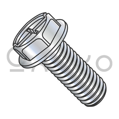 6-32X1/4  Combo (Slot/Phillips) Indent Hexwasher Machine Screw Full Thread Zinc