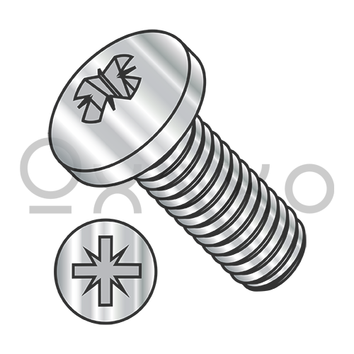 M1.6-0.35X4  ISO 7045 Metric Pozi Type-Z Pan Machine Screw Full Thread A4 Stainless Steel