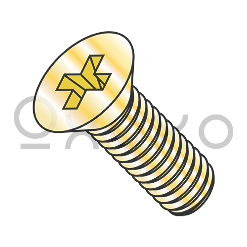 4-40X1/4  Phillips Flat Machine Screw Fully Threaded Zinc Yellow