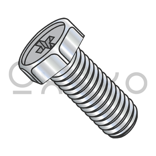 8-32X3/8  Phillips Indented Hex Head Machine Screw Fully Threaded Zinc