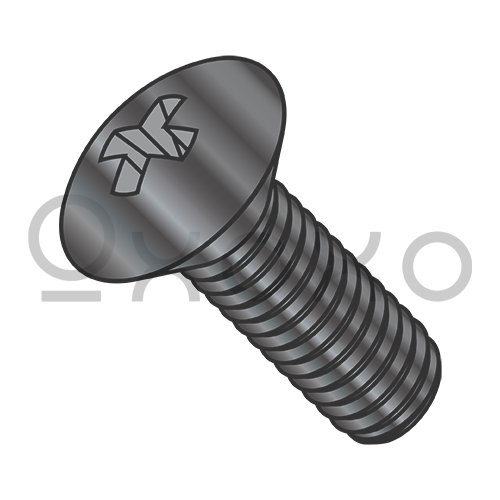 6-32X3/8  Phillips Oval Head Machine Screw Fully Threaded Black Zinc
