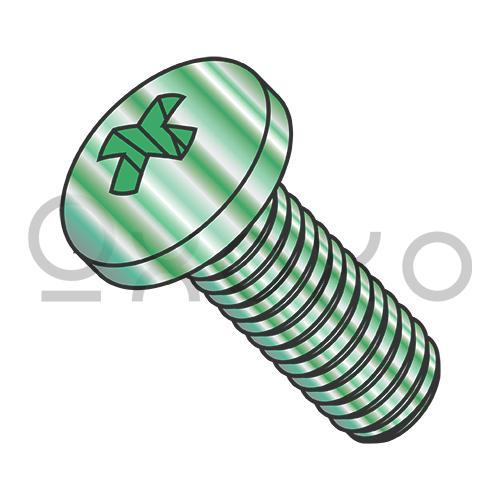 8-32X1/4  Phillips Pan Grounding Machine Screw Fully Threaded Zinc Green