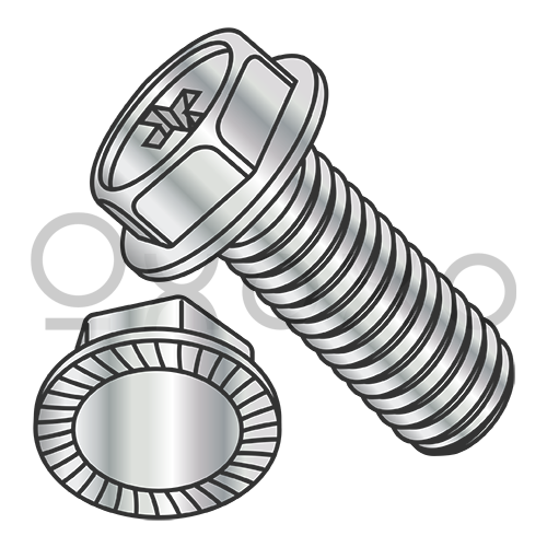 4-40X1/4  Phillips Hex Washer Serrated Machine Screw Full Thread Nickel