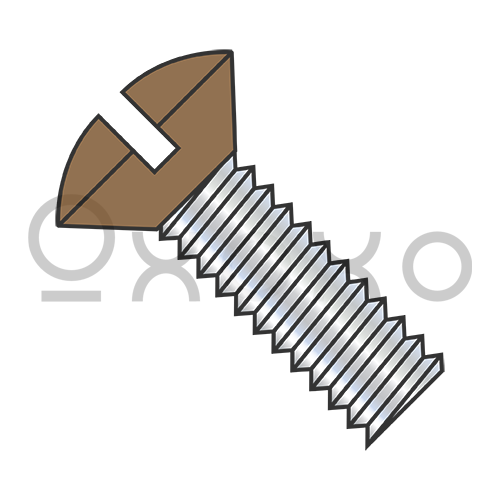 6-32X1/2  Slotted Oval Machine Screw Fully Threaded Zinc with Brown Painted Head