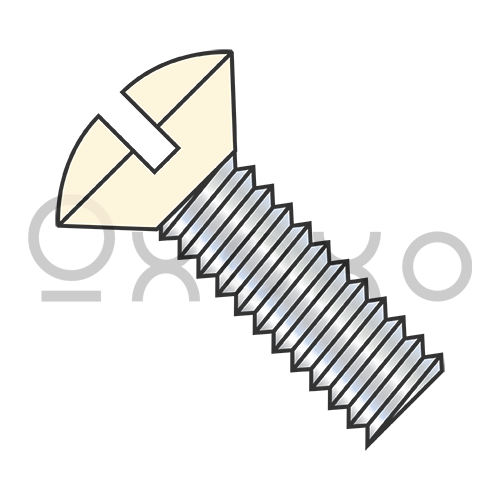 6-32X1/2  Slotted Oval Machine Screw Fully Threaded Zinc with Ivory Painted Head