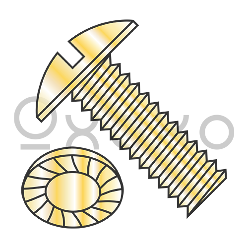 5/16-18X3/4  Slotted Truss Serrated Machine Screw Fully Threaded Zinc Yellow