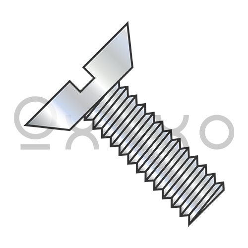 2-56X3/16  Slotted Flat Undercut Machine Screw Fully Threaded Zinc