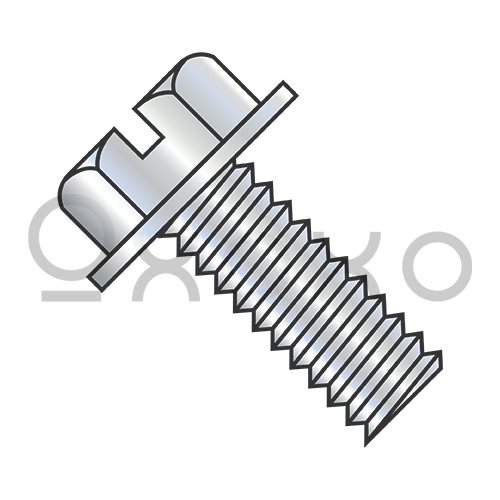 4-40X1/4  Slotted Indented Hex Washer Head Machine Screw Fully Threaded Zinc