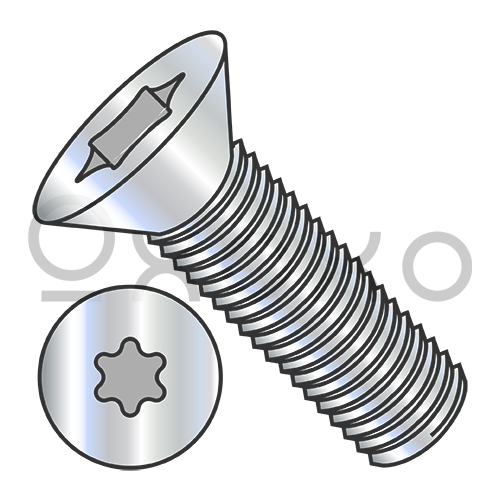 2-56X3/16  6 Lobe Flat Machine Screw Fully Threaded Zinc