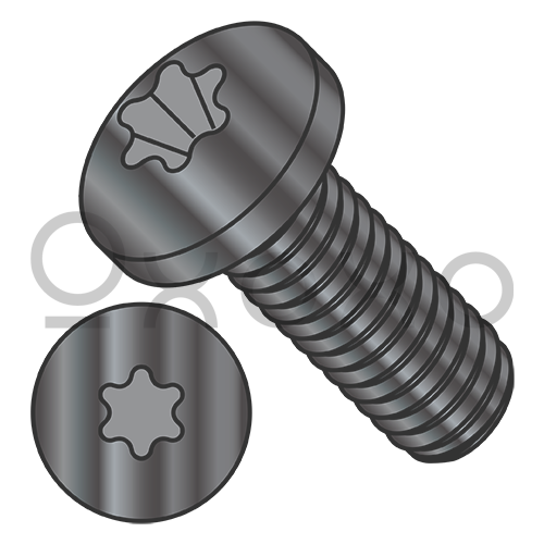 2-56X1/4  6 Lobe Pan Machine Screw Fully Threaded Black Zinc
