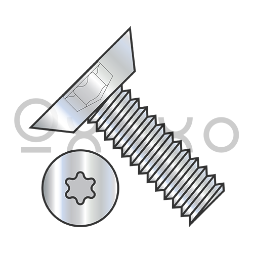 4-40X3/16  6 Lobe Flat Undercut Machine Screw Fully Threaded Zinc