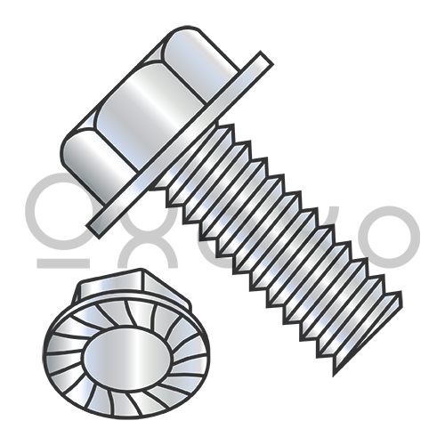 6-32X3/8  Unslotted Indented Hex Washer Head Serrated Machine Screw Full Thread Zinc