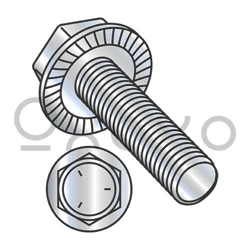 6-32X1/4  Serrated Hex Flanged Washer Full Thread Grade 5 w/Head Markings Zinc