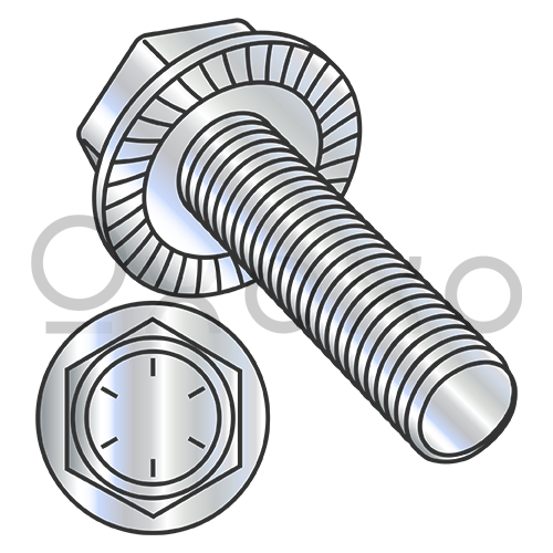 1/4-20X3/8  Serrated Hex Flanged Washer Full Thread Grade 8 w/Head Markings Zinc