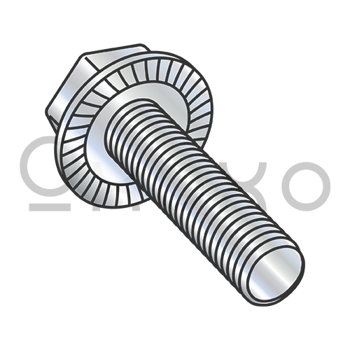 6-32X1/4  Serrated Hex Flanged Washer Full Thread Screw Case Hard Zinc & Bake
