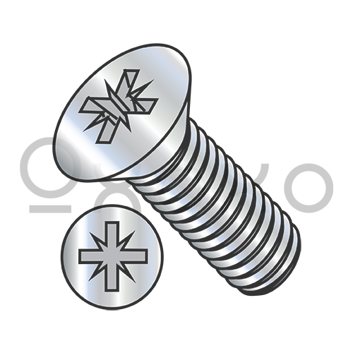 6-32X1/4  Pozi Drive Alternative Type 1A Recess Flat Machine Screw Fully Threaded Zinc