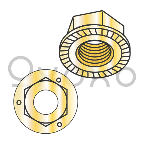 1/4-20  Serrated Flange Hex Lock Nuts Grade 5 Zinc Yellow
