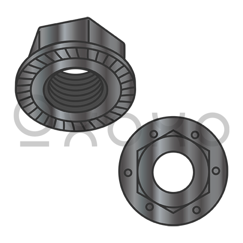 1/4-20  Serrated Flange Hex Lock Nuts Grade 8 Black Phosphate
