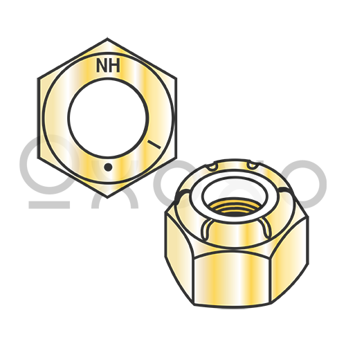 1-8 N1610  Nylon Insert Hex Locknut NE Hex Standard Height Grade 8 Zinc Yellow