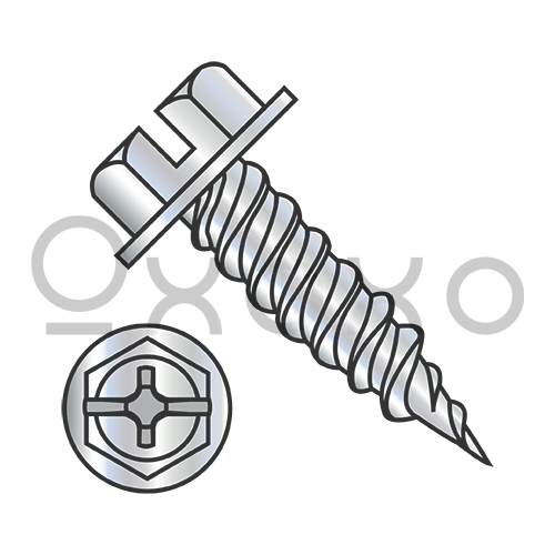 10-16X1/2  Combo (slot/phil) Ind Hexwasher 1/4" Across Flats F/T Self Piercing Screw Zinc