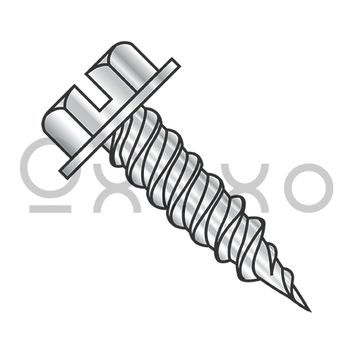 6-18X3/4  Slot Ind Hexwasher 1/4" Across Flats F/T Self Piercing Scr 18 8 Stainless Steel
