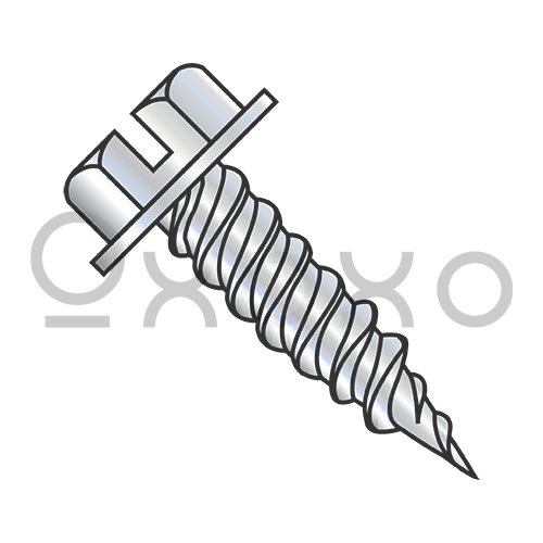 1/4-10X3/4  Slt Ind Hex Washer 3/8" Across The Flats F/T Self Piercing Scr Zinc Needle Pt
