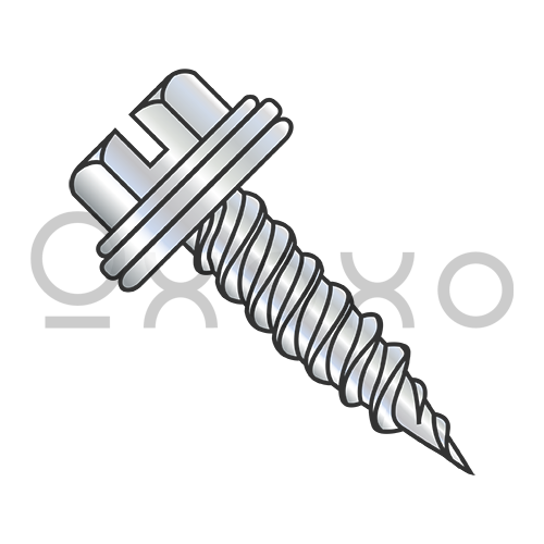 8-15X1/2  Slot Indent Hex Washer 1/4"AF With Bonded Neo Epdm Washer F/T Self Piercing Zinc