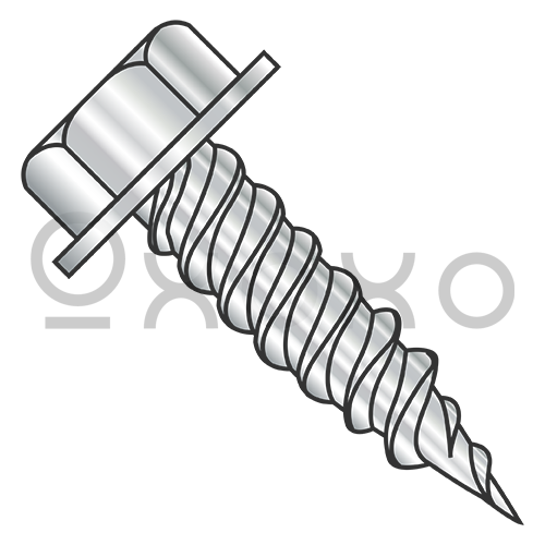 6-18X3/8  Unslot Ind Hexwasher 1/4" Across Flats F/T Self Piercing Scr 410 Stainless Steel