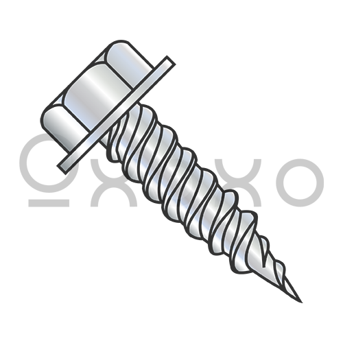 6-18X3/8  Unslt Ind Hex Washer 1/4" Across The Flats F/T Self Piercing Sc Zinc Needle Pt